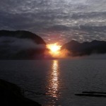 picturesque sunrise over Knight Inlet BC